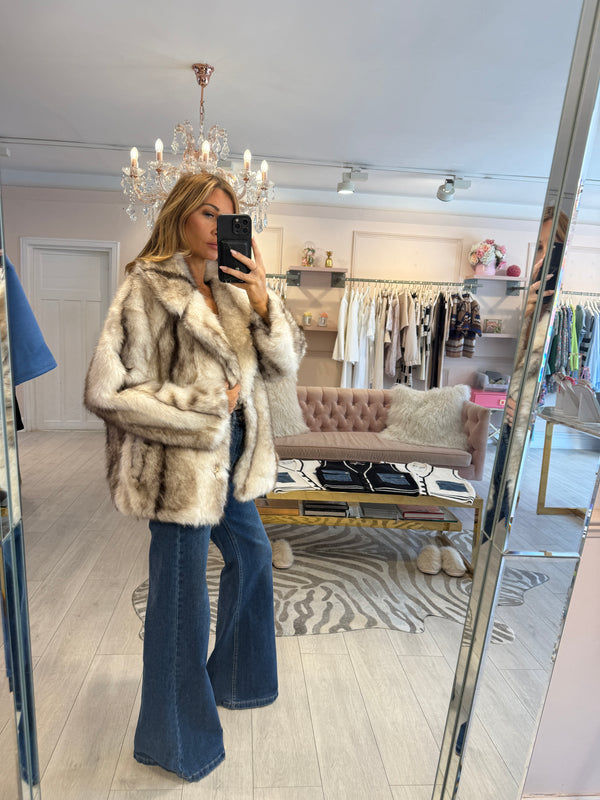 RAYNE FAUX FUR JACKET BEIGE