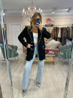 PARIS KNITTED BLAZER CARDIGAN BLACK