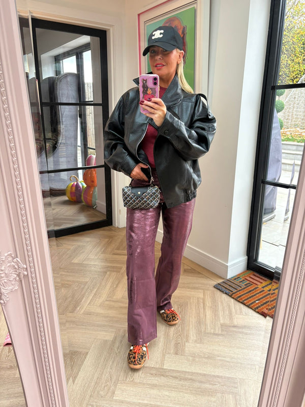 NINA FAUX LEATHER OVERSIZED BIKER