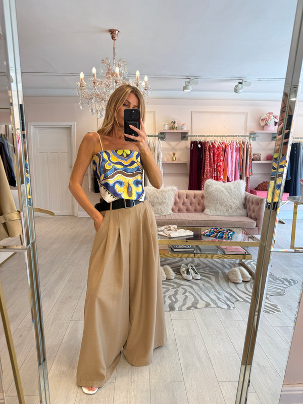 MIA TAILORED BELTED WIDE LEG TRS CAMEL