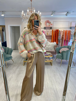 NEON MULTICOLOUR BEIGE KNITTED JUMPER