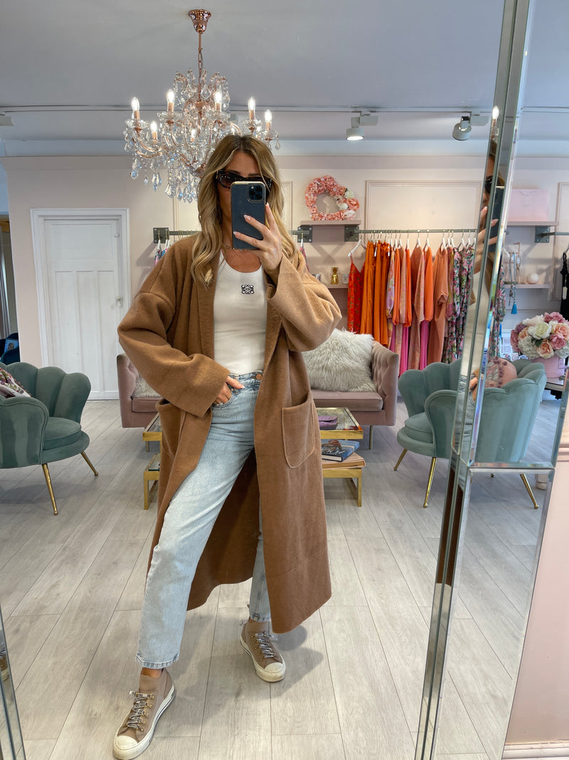 ELLA TAUPE OVERSIZED POCKET COAT 2.0