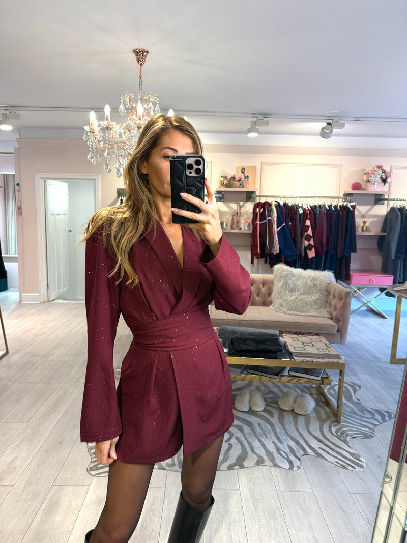 AMELIE BLAZER PLAYSUIT BURGUNDY