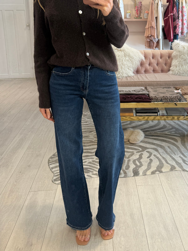 LENNIE MID RISE WIDE LEG INDIGO WASH JEANS