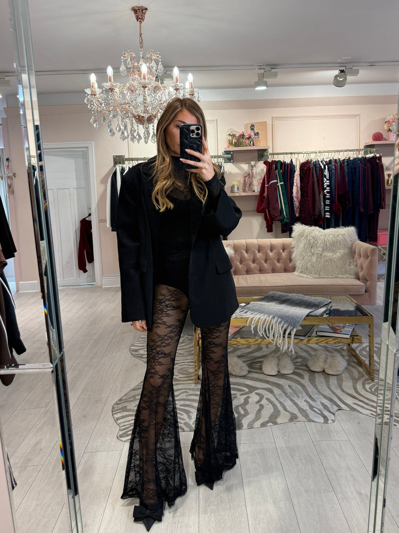 SAFFRON FLORAL LACE TROUSERS BLACK