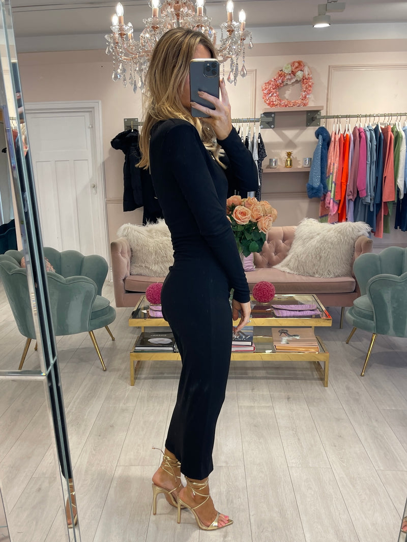 ESME LONG SLEEVED MAXI DRESS BLACK