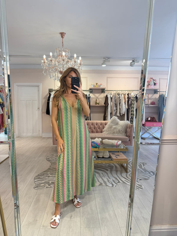 ALESSIA LUREX MIDAXI DRESS GREEN