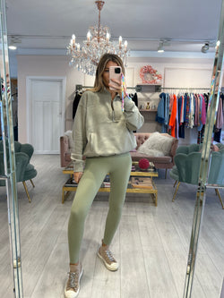 SANTA MONICA HALF ZIP SWEATSHIRT SAGE