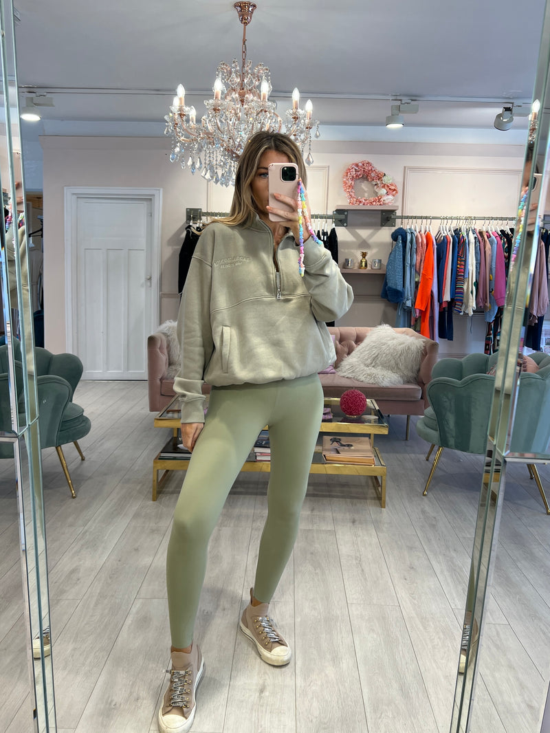 SANTA MONICA HALF ZIP SWEATSHIRT SAGE
