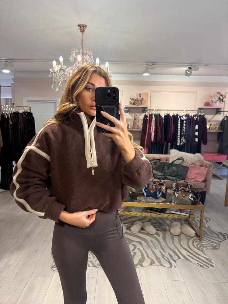 LULU 1/4 ZIP UP FLEECE BROWN