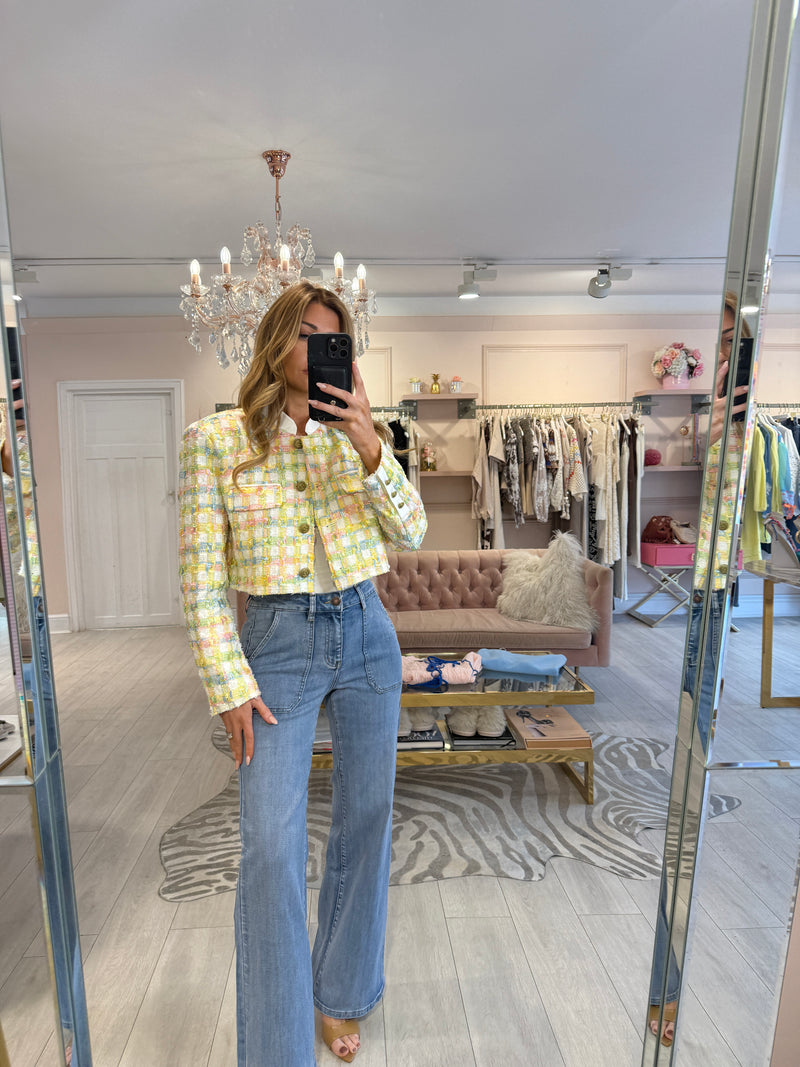 CHLOE BRIGHTS TWEED BOX BLAZER