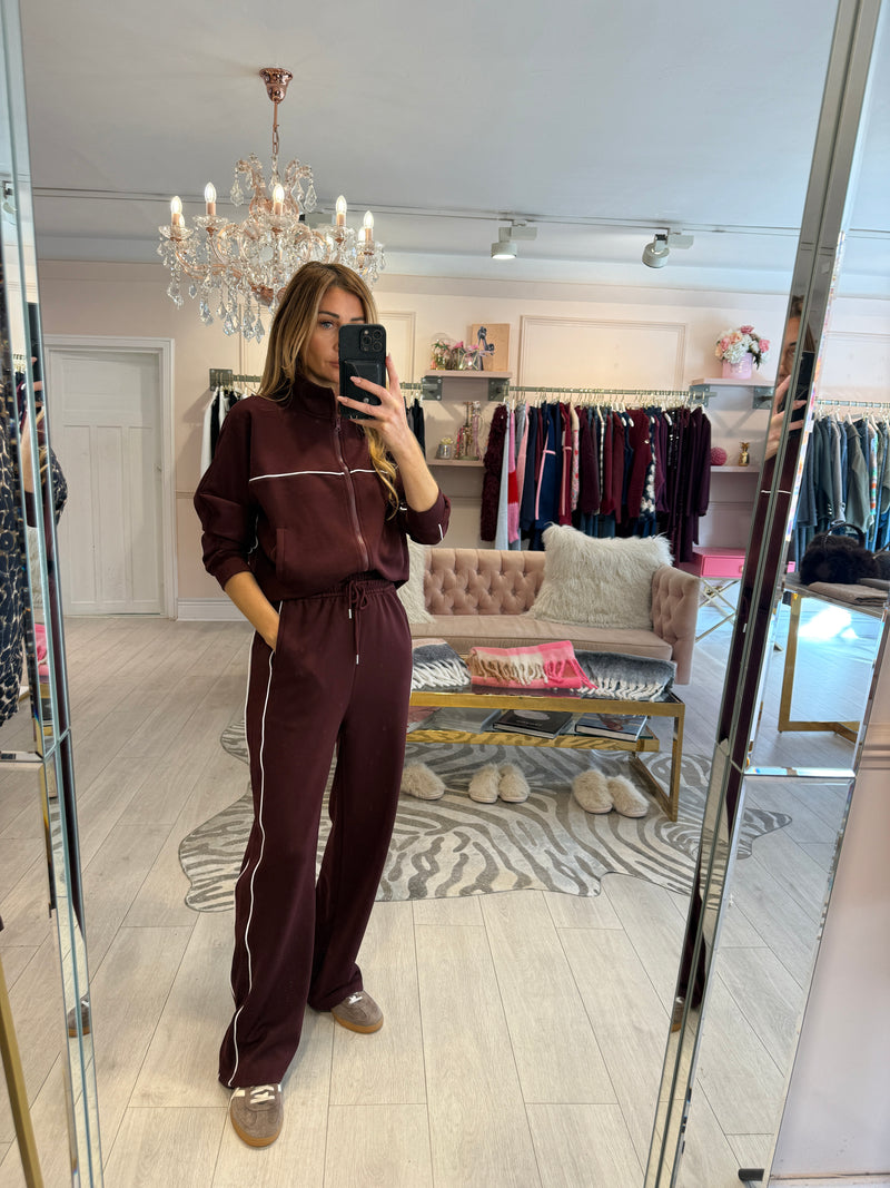 JAMIE CONTRAST STRIPE TRACKSUIT BURGUNDY