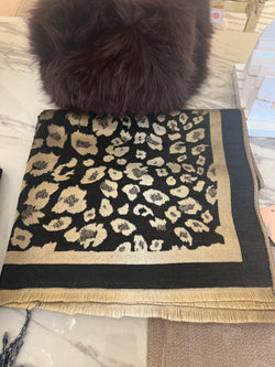 LEOPARD GOLD & BLACK SCARF