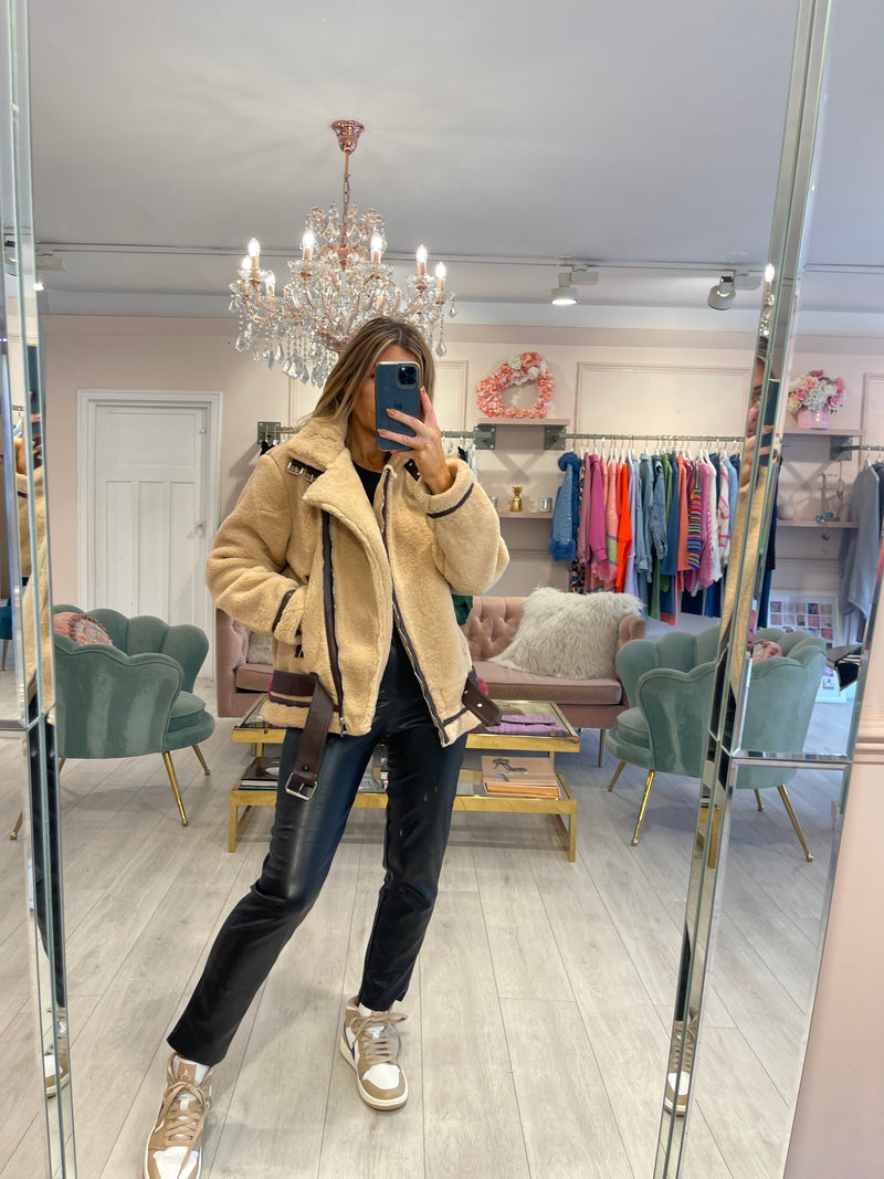 SKYLAR AVIATOR JACKET CAMEL