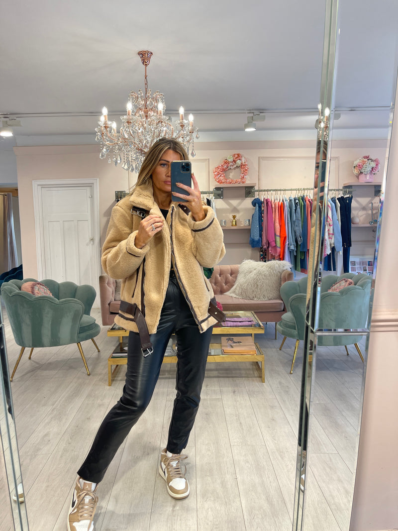 SKYLAR AVIATOR JACKET CAMEL