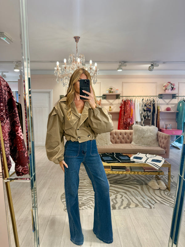 EDEN BALLOON SLEEVE CROP TRENCH CAMEL
