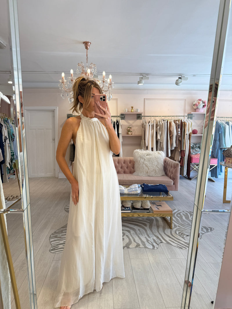 DION SILK MIX JUMPSUIT CREAM