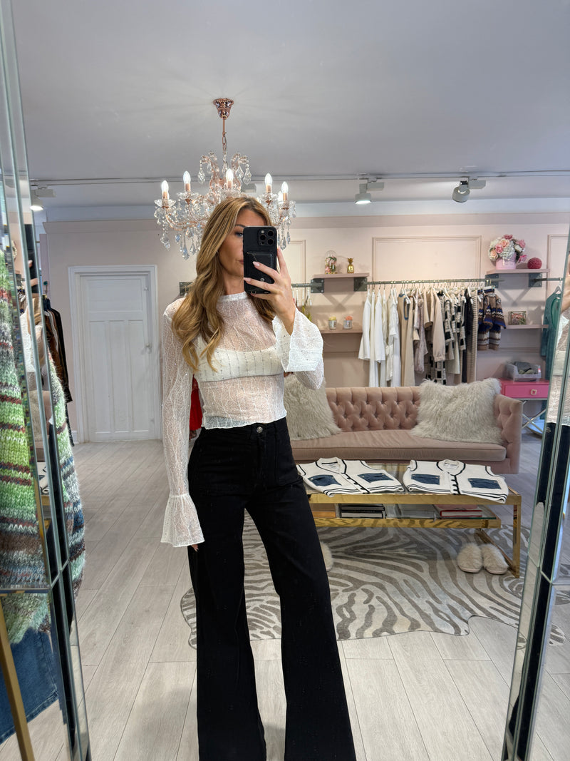 SCARLETT CRYSTAL MESH TOP WHITE