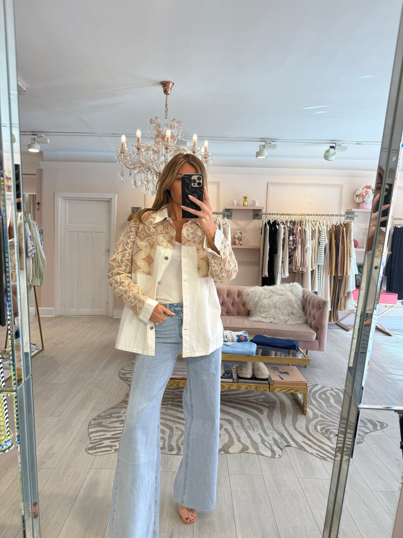 CYRUS DENIM OVERSHIRT WHITE/NUDE