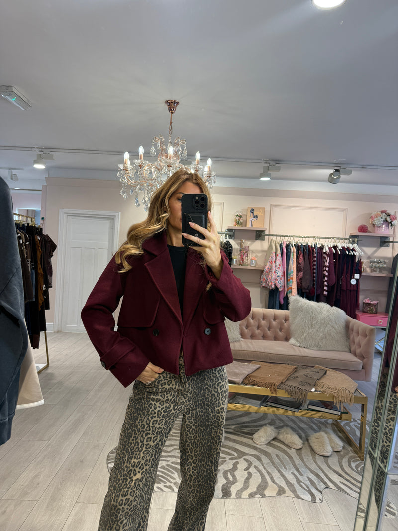 FREDERICA CROPPED TRENCH BURGUNDY