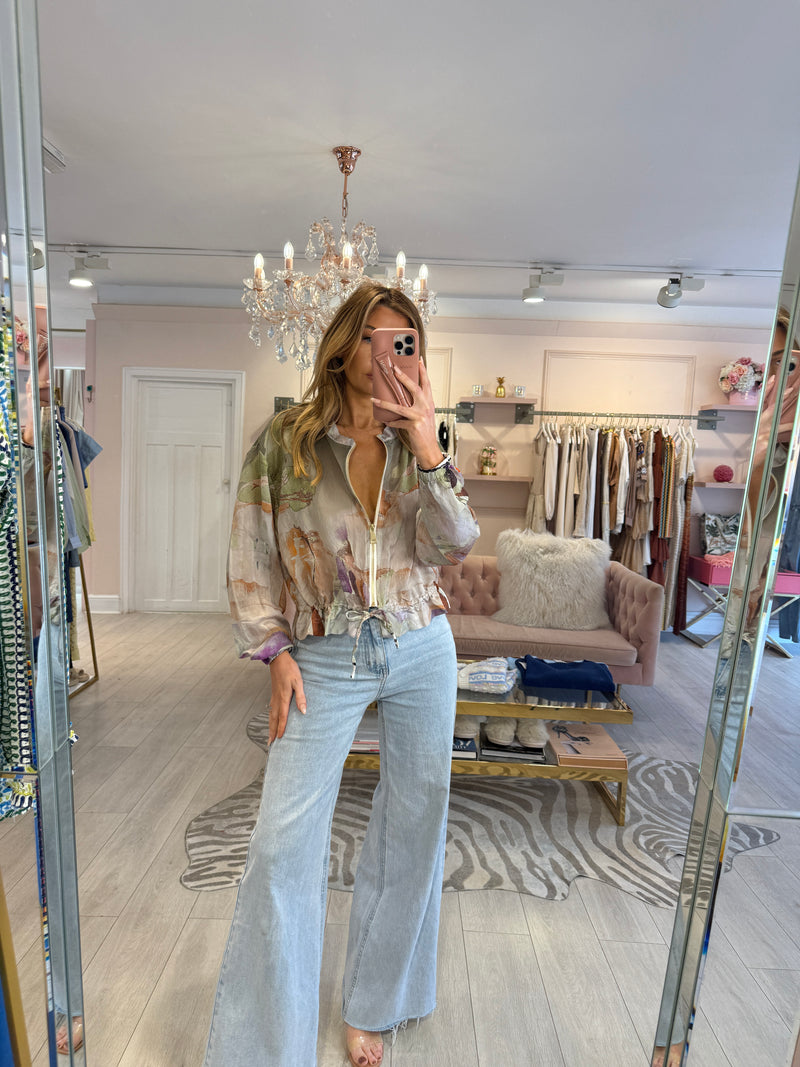 WATERCOLOUR PRINT JACKET KHAKI