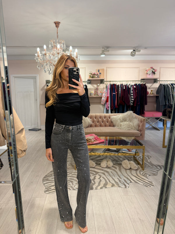 LOLA OFF SHOULDER BODYSUIT  BLACK