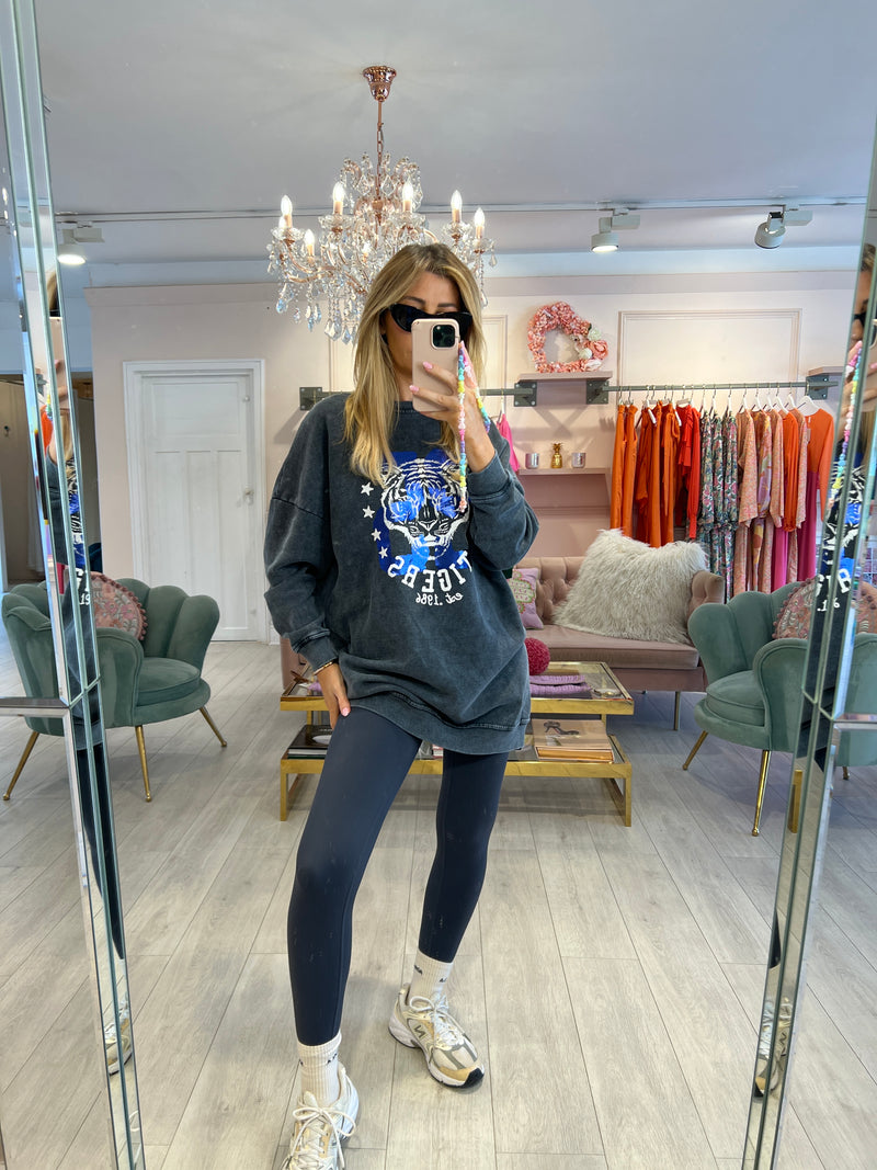 TIGER GREY ACID WASH JUMPER