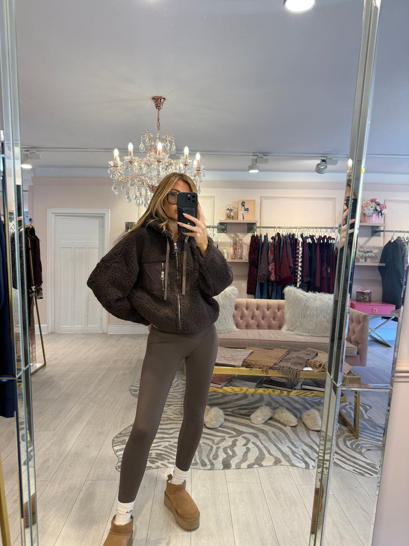 CANDACE BORG FLEECE FULL ZIP JACKET CHOCOLATE