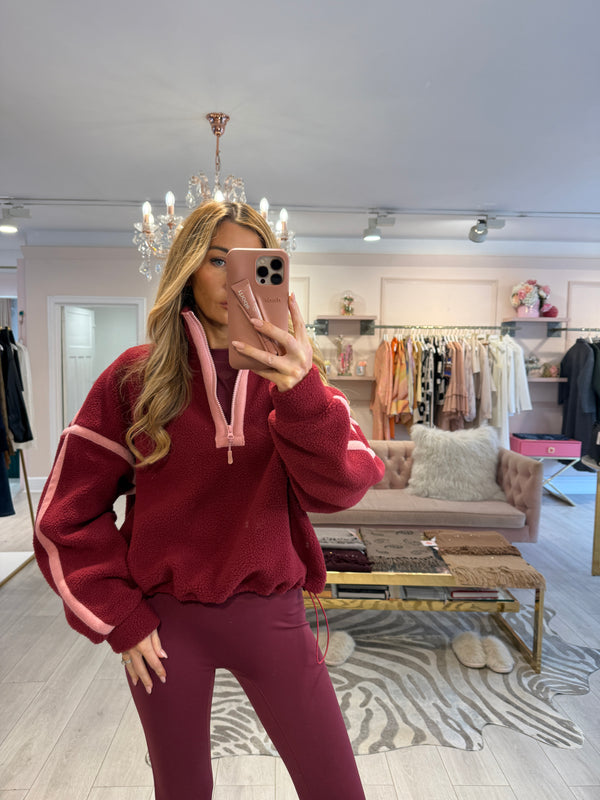 LULU 1/4 ZIP UP FLEECE WINE