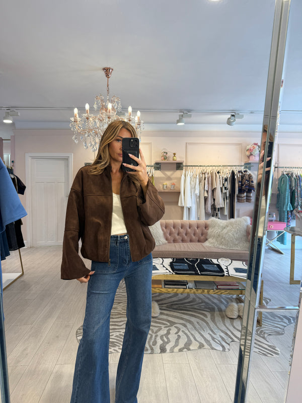 MORGAN FAUX SUEDE JACKET BROWN