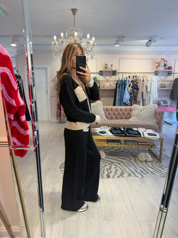 MELANIE GOLD BUTTON KNIT SET BLACK