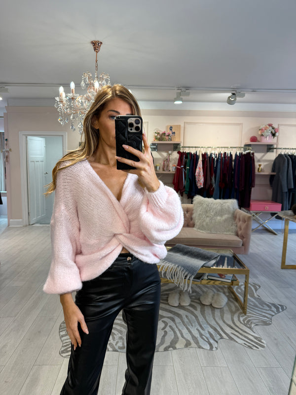 PENELOPE FRONT KNOT JUMPER PINK