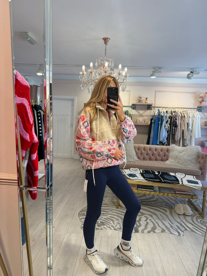 TIA TEDDY PRINTED ZIP UP JACKET