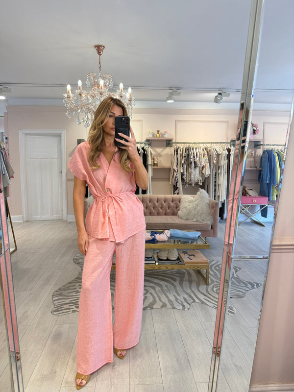KELLY TIE WAISTCOAT & TRS SET DENIM CORAL