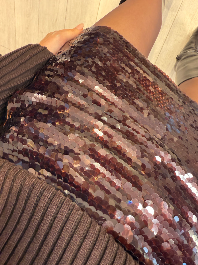 NOVI SEQUIN SKIRT BROWN