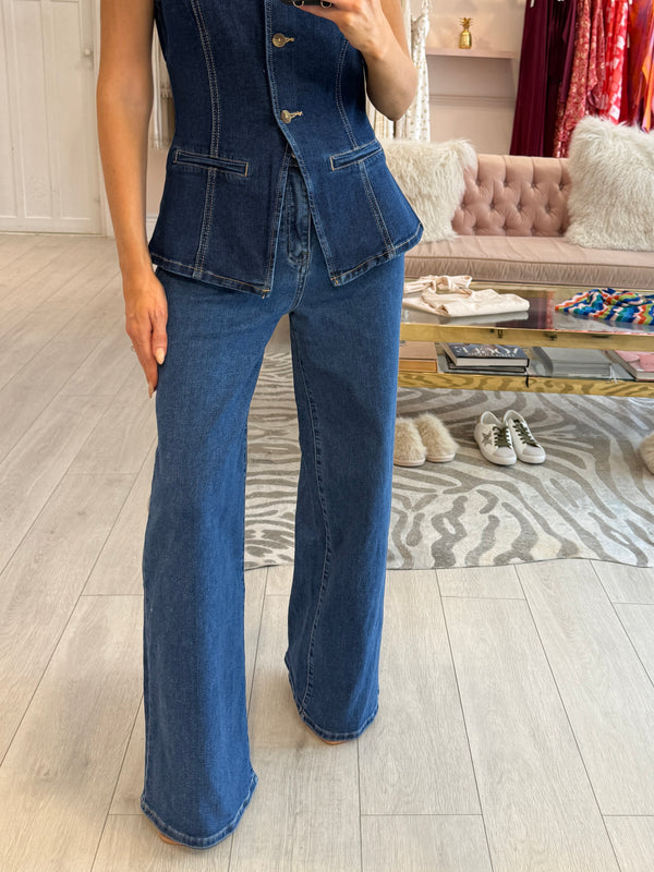 SAMANTHA DARK WASH WIDE LEG JEAN