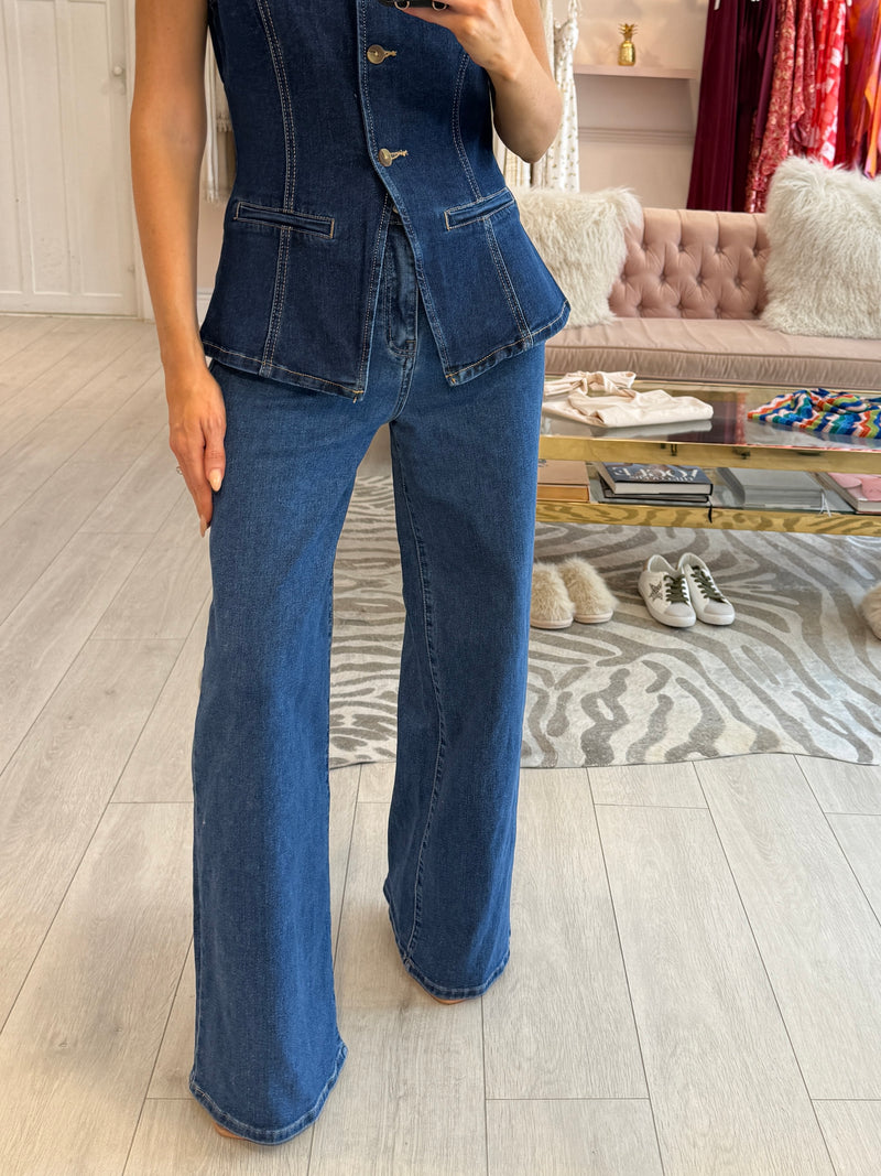 SAMANTHA DARK WASH WIDE LEG JEAN