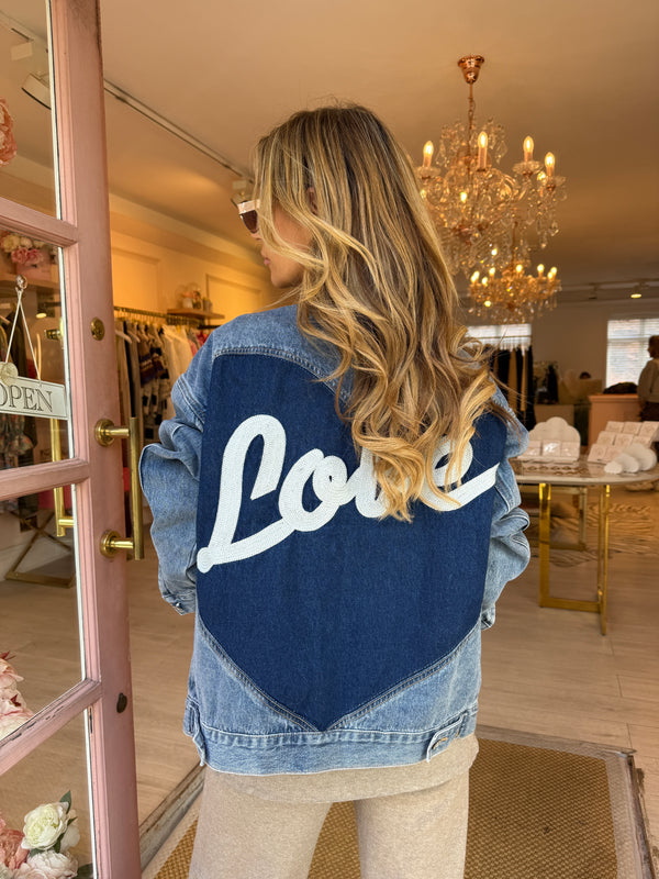 LOVE LOGO OVERSIZED DENIM JACKET