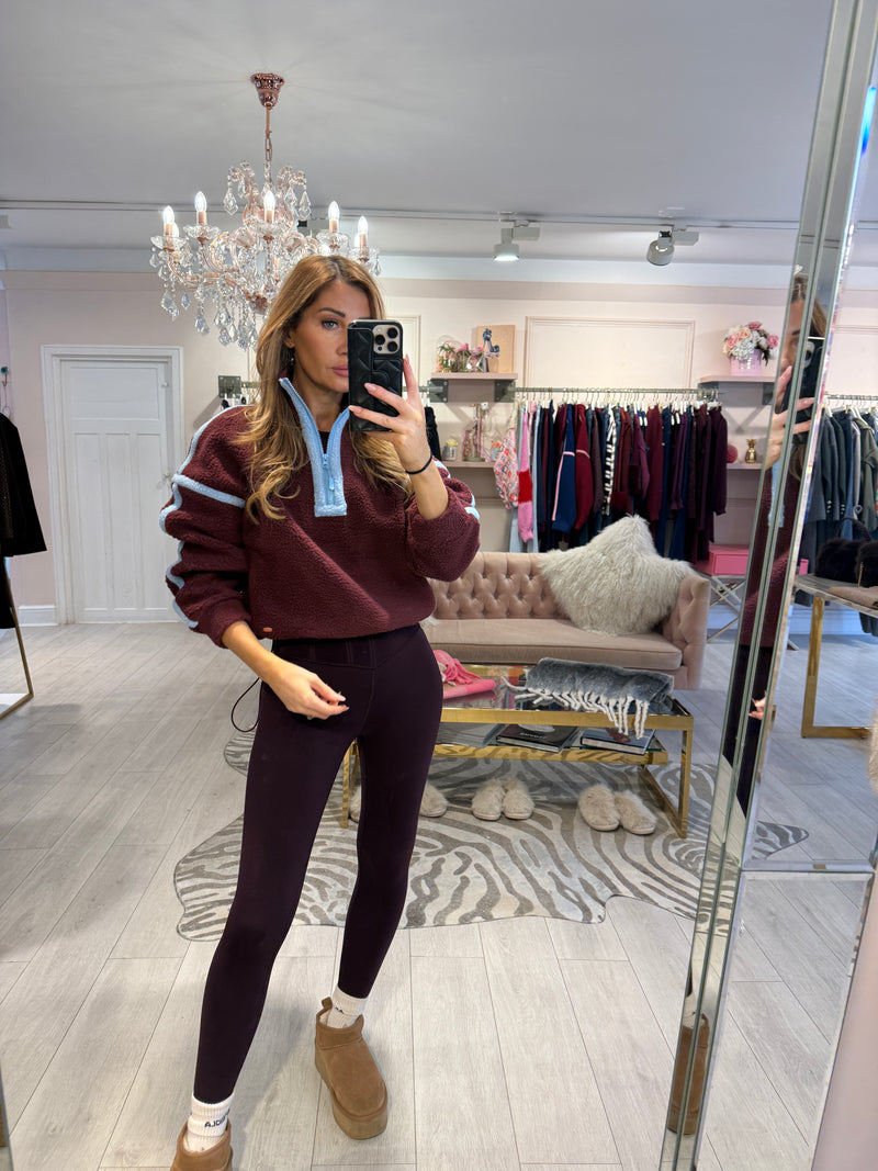 LULU 1/4 ZIP UP FLEECE PLUM