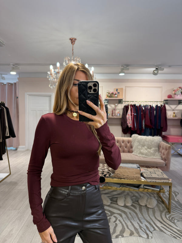 EBA BASIC LONG SLEEVE TOP BURGUNDY 456
