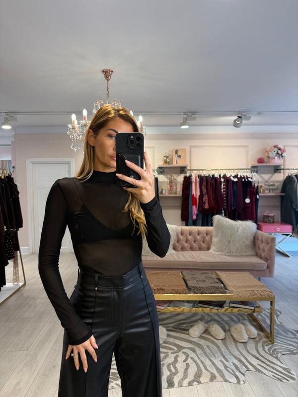 FLORENCE HIGH NECK MESH BODYSUIT BLACK