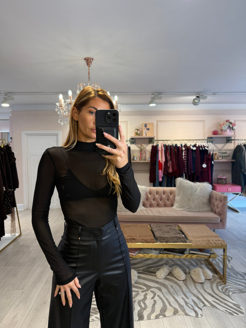 FLORENCE HIGH NECK MESH BODYSUIT BLACK