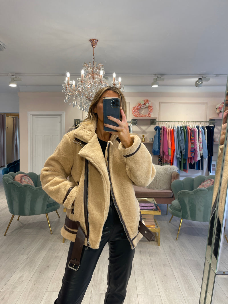 SKYLAR AVIATOR JACKET CAMEL