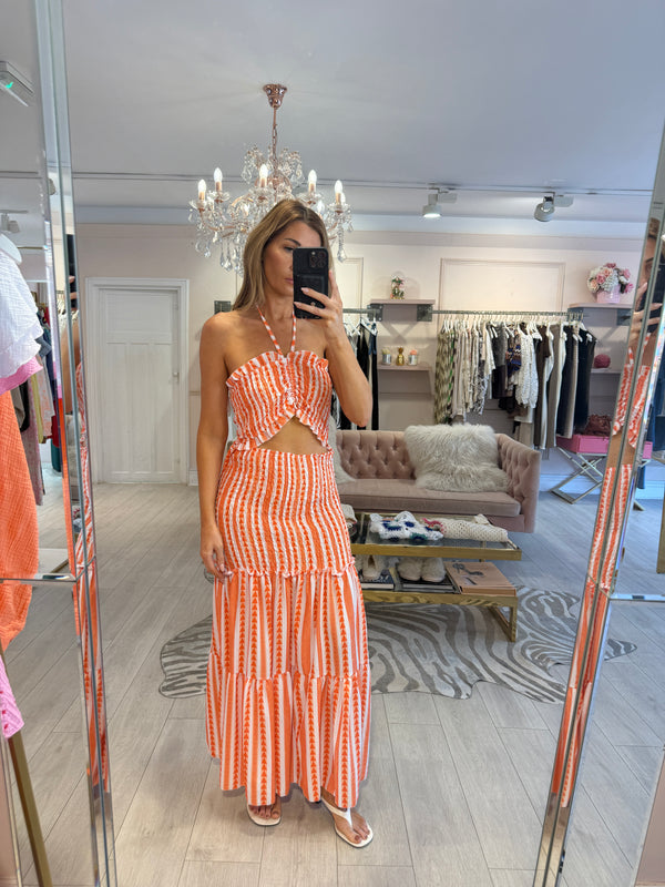 LOLLY SHIIRRED DRESS AZTEC ORANGE