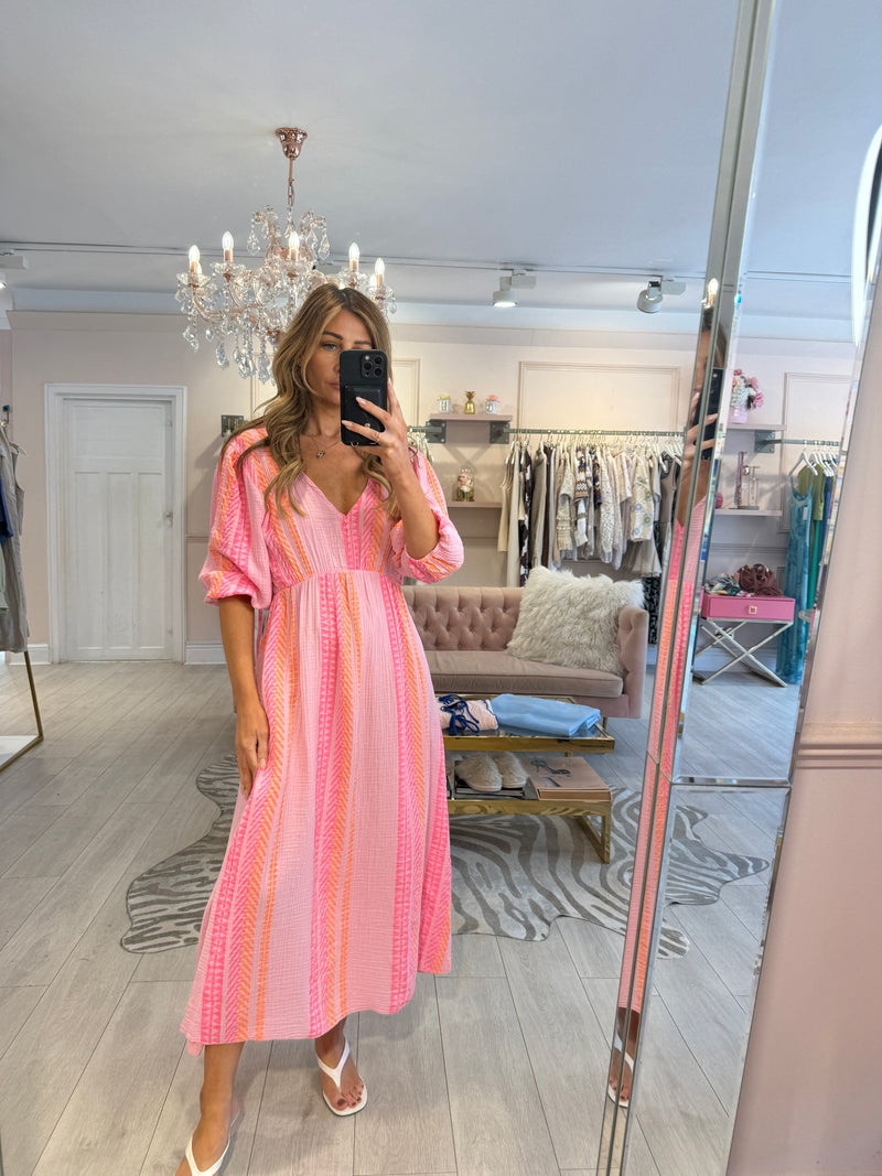 CALLIE CHEESECLOTH DRESS AZTEC PRINT