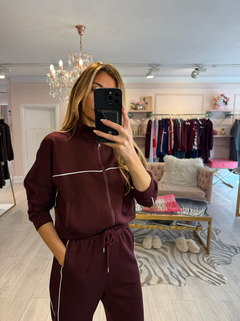 JAMIE CONTRAST STRIPE TRACKSUIT BURGUNDY