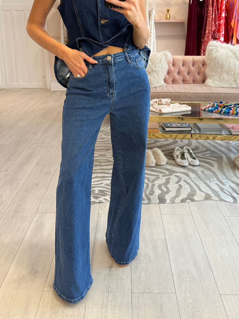 SAMANTHA DARK WASH WIDE LEG JEAN