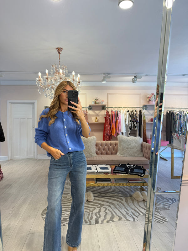 ELODIE BUTTON DOWN CARDIGAN BLUE