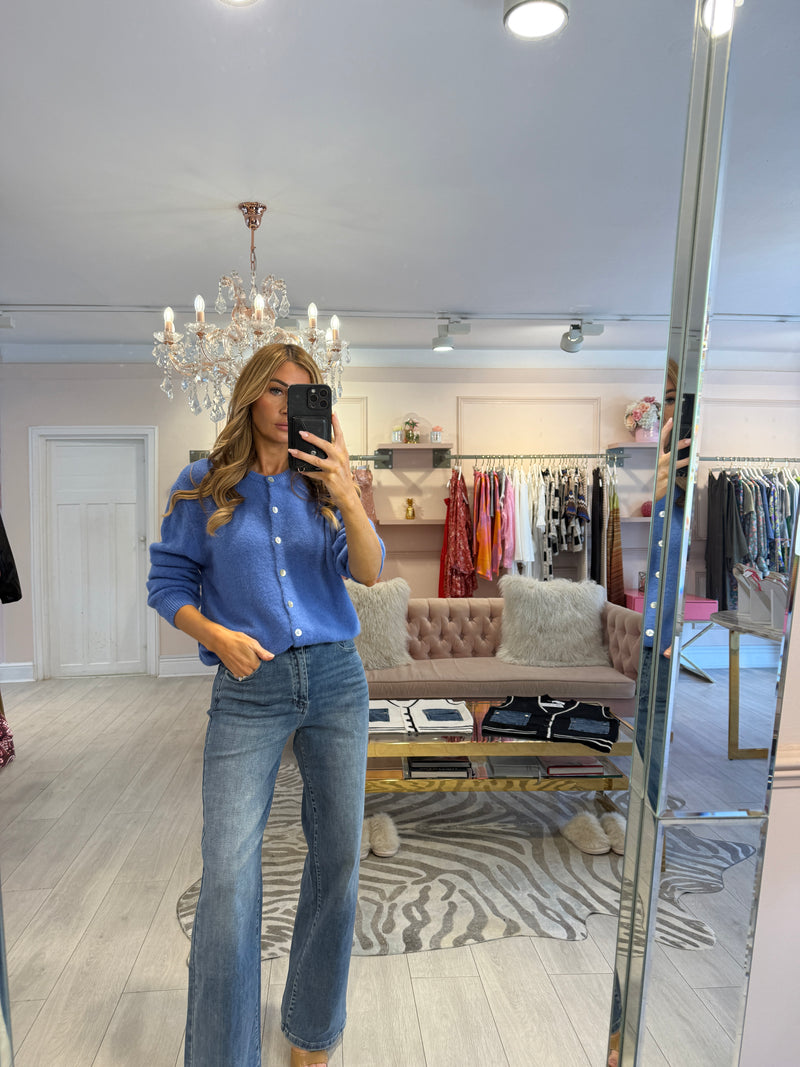ELODIE BUTTON DOWN CARDIGAN BLUE