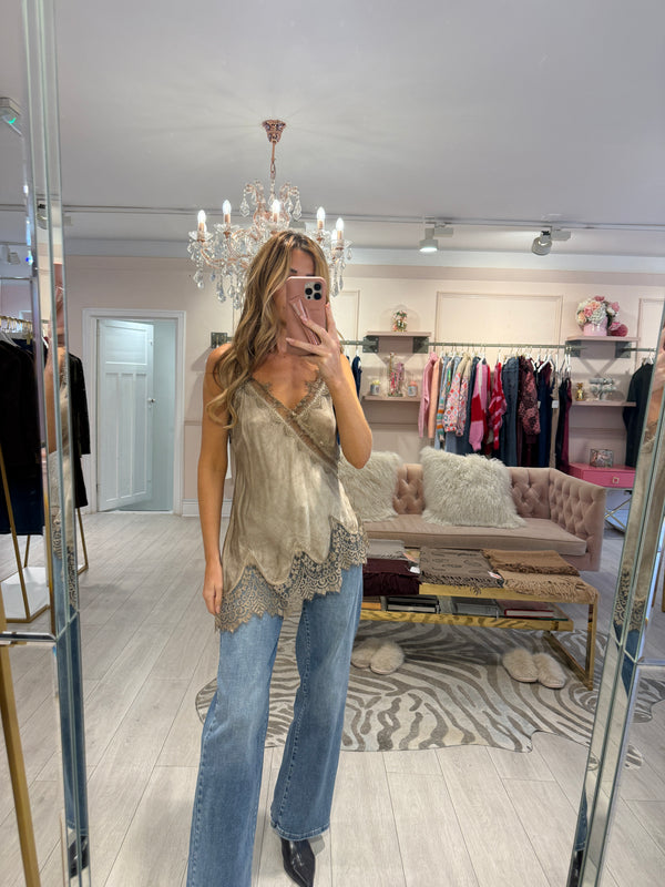 AMARIA LACE CAMI TOP CHAMPAGNE